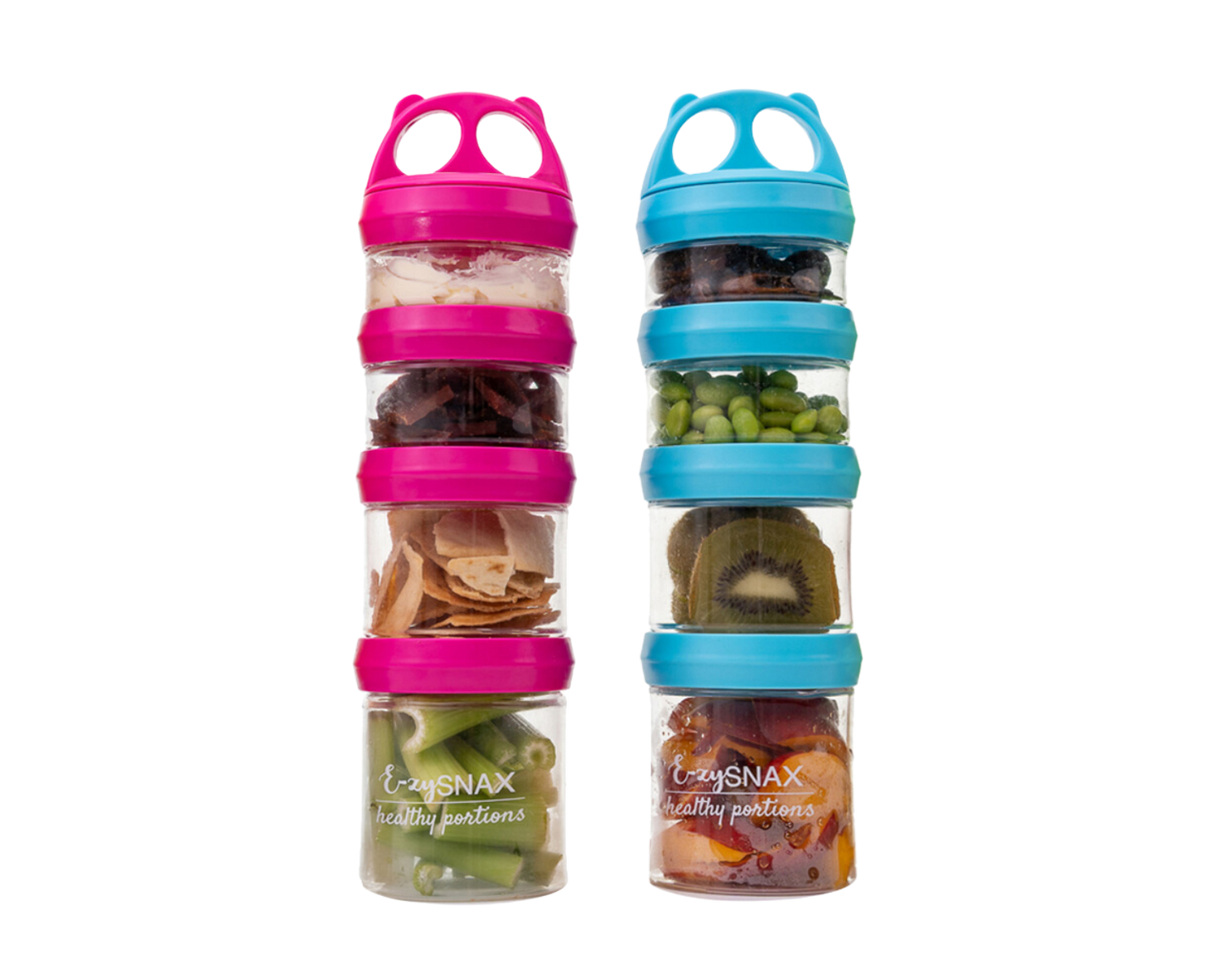 E-zy Snax - Stackable Lunch Box - 4 Cylindrical Containers